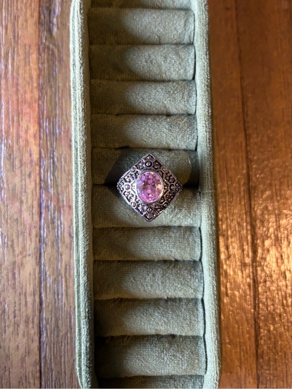 Vintage Geometric Pink Tourmaline Bezel Statement Ring - Picture 1 of 5
